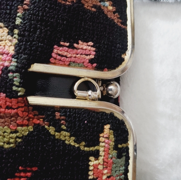 Stunning 1940's 50's needlepoint wool vintage purse bag floral handmade fall - Picture 9 of 16